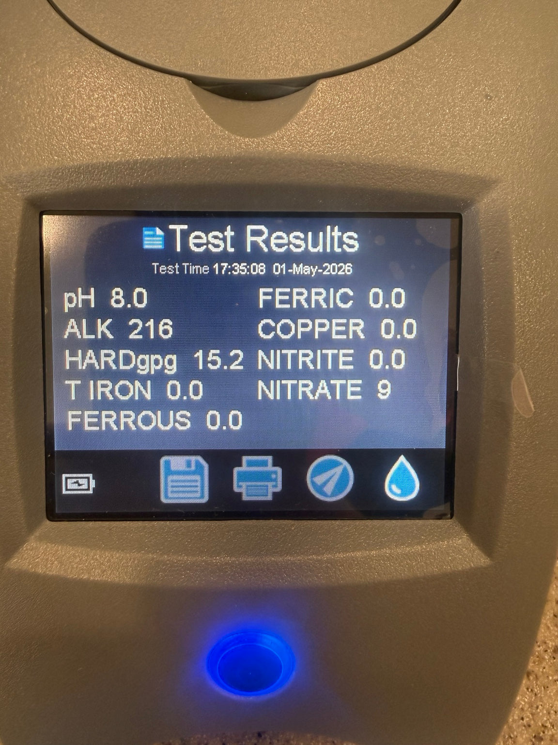 Professional digital water-analysis results